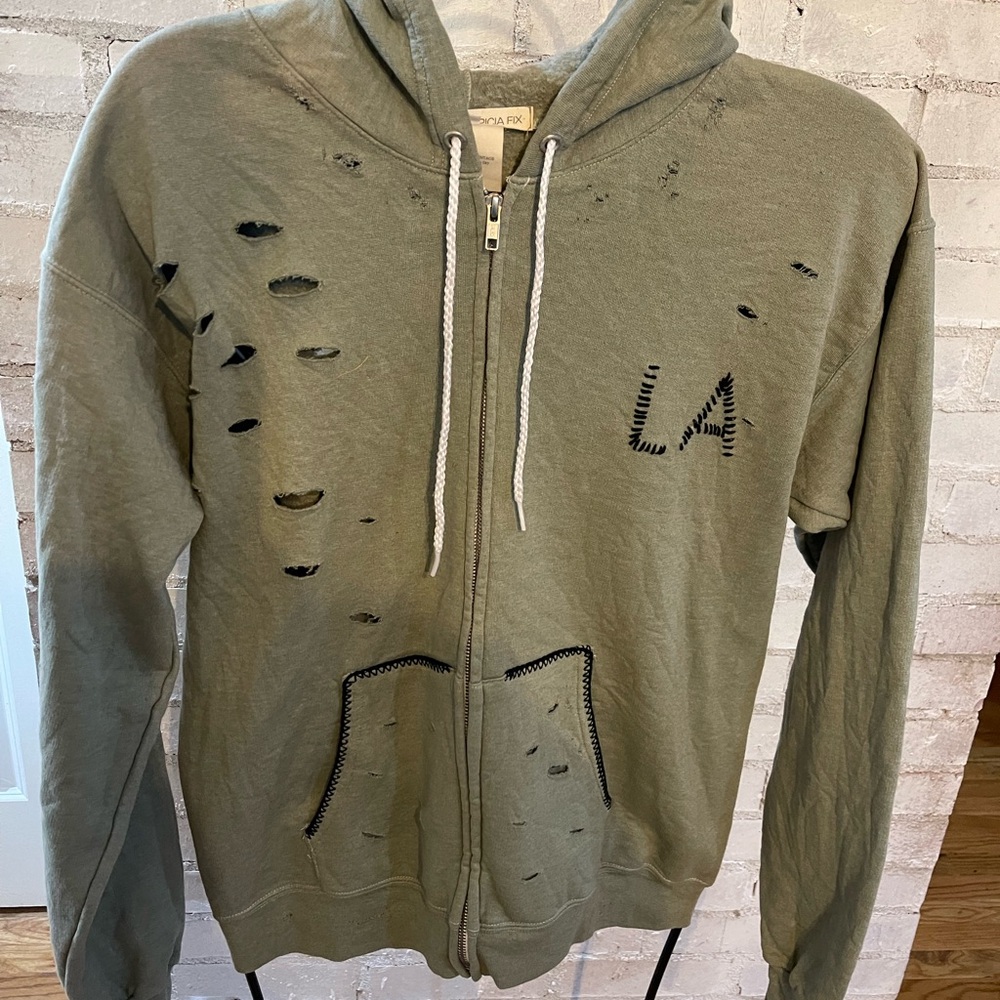 FREE PEOPLE X TRICA FIX DISTRESSED HOODIE…STORE RETURN
